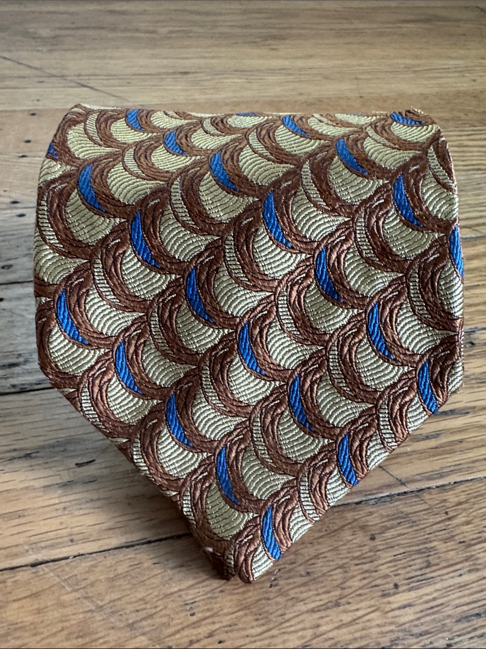 Jos. A. Bank Classic Brown & Blue Patterned Silk Tie